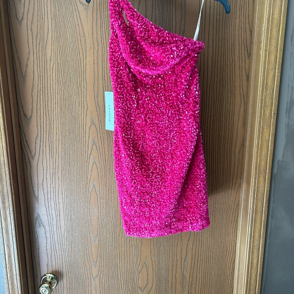 Amazon Pink Sequin One-Shoulder Dress